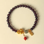 Buddha Stones Year Of The Horse Garnet Fu Character Lucky Fortune Charm Protection Bracelet