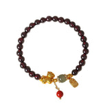 Buddha Stones Year Of The Horse Garnet Fu Character Lucky Fortune Charm Protection Bracelet