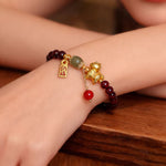 Buddha Stones Year Of The Horse Garnet Fu Character Lucky Fortune Charm Protection Bracelet