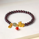 Buddha Stones Year Of The Horse Garnet Fu Character Lucky Fortune Charm Protection Bracelet