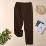 Buddha Stones Women's Commute Pure Color Corduroy Pants With Pockets