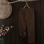 Buddha Stones Women's Commute Pure Color Corduroy Pants With Pockets