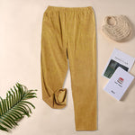 Buddha Stones Women's Commute Pure Color Corduroy Pants With Pockets