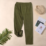 Buddha Stones Women's Commute Pure Color Corduroy Pants With Pockets
