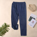 Buddha Stones Women's Commute Pure Color Corduroy Pants With Pockets