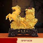 Buddha Stones  "Good Fortune" Year of the Horse Treasure Bowl Ingots Wealth Resin Home Decoration