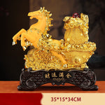 Buddha Stones  "Good Fortune" Year of the Horse Treasure Bowl Ingots Wealth Resin Home Decoration