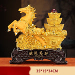 Buddha Stones  "Good Fortune" Year of the Horse Treasure Bowl Ingots Wealth Resin Home Decoration