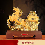 Buddha Stones  "Good Fortune" Year of the Horse Treasure Bowl Ingots Wealth Resin Home Decoration