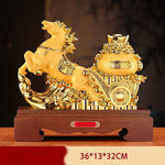 Buddha Stones  "Good Fortune" Year of the Horse Treasure Bowl Ingots Wealth Resin Home Decoration