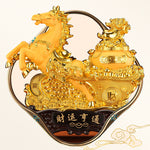 Buddha Stones  "Good Fortune" Year of the Horse Treasure Bowl Ingots Wealth Resin Home Decoration