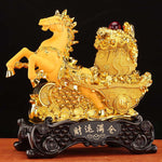 Buddha Stones  "Good Fortune" Year of the Horse Treasure Bowl Ingots Wealth Resin Home Decoration