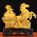 Buddha Stones  "Good Fortune" Year of the Horse Treasure Bowl Ingots Wealth Resin Home Decoration