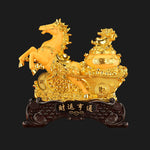 Buddha Stones  "Good Fortune" Year of the Horse Treasure Bowl Ingots Wealth Resin Home Decoration