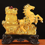 Buddha Stones  "Good Fortune" Year of the Horse Treasure Bowl Ingots Wealth Resin Home Decoration