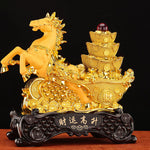 Buddha Stones  "Good Fortune" Year of the Horse Treasure Bowl Ingots Wealth Resin Home Decoration