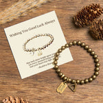 Buddha Stones "Wishing You Good Luck Always" Pure Copper Brass Bracelet Includes Gift Message Card