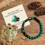 Buddha Stones "May Peace and Power Walk Beside You" Malachite Bracelet Includes Gift Message Card