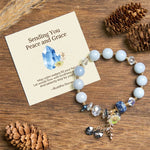 Buddha Stones "Sending You Peace and Grace" Blue Crystal Flower Bracelet Includes Gift Message Card