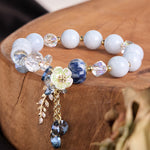 Buddha Stones "Sending You Peace and Grace" Blue Crystal Flower Bracelet Includes Gift Message Card