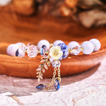 Buddha Stones "Sending You Peace and Grace" Blue Crystal Flower Bracelet Includes Gift Message Card