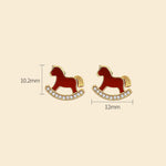 Buddha Stones 925 Sterling Silver Year Of The Horse Design Red Agate Confidence Earrings