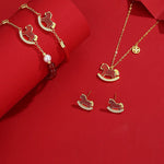 Buddha Stones 925 Sterling Silver Year Of The Horse Design Red Agate Confidence Earrings