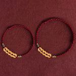 Buddha Stones Five Copper Coins Design Braided String Protection Bracelet Anklet