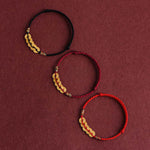 Buddha Stones Five Copper Coins Design Braided String Protection Bracelet Anklet