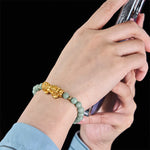 Buddha Stones Golden Pi Xiu Charm Jade Luck Prosperity Beaded Bracelet