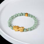Buddha Stones Golden Pi Xiu Charm Jade Luck Prosperity Beaded Bracelet
