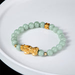 Buddha Stones Golden Pi Xiu Charm Jade Luck Prosperity Beaded Bracelet