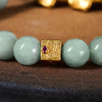 Buddha Stones Golden Pi Xiu Charm Jade Luck Prosperity Beaded Bracelet