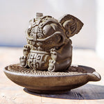 Buddha Stones Handmade Gold Swallowing Beast Iron Powder Rust Cast Resin Statue Home Decoration