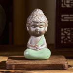 Buddha Stones Prayer Meditation Resting Monk Ceramic Statue Serenity Home Decoration