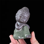 Buddha Stones Prayer Meditation Resting Monk Ceramic Statue Serenity Home Decoration