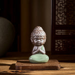 Buddha Stones Prayer Meditation Resting Monk Ceramic Statue Serenity Home Decoration