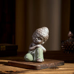 Buddha Stones Prayer Meditation Resting Monk Ceramic Statue Serenity Home Decoration