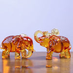 Buddha Stones Yellow Liuli Crystal Elephant Trunk Up Down Design Strength Home Decoration