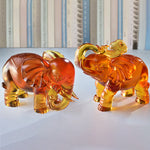 Buddha Stones Yellow Liuli Crystal Elephant Trunk Up Down Design Strength Home Decoration