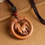 FREE Today: Ward Off Evil Spirits Peach Wood Chinese Zodiac Year Of The Horse Necklace Pendants