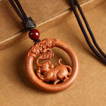 FREE Today: Ward Off Evil Spirits Peach Wood Chinese Zodiac Year Of The Horse Necklace Pendants