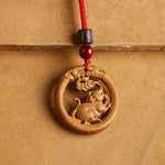 FREE Today: Ward Off Evil Spirits Peach Wood Chinese Zodiac Year Of The Horse Necklace Pendants