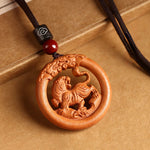 FREE Today: Ward Off Evil Spirits Peach Wood Chinese Zodiac Year Of The Horse Necklace Pendants