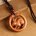 FREE Today: Ward Off Evil Spirits Peach Wood Chinese Zodiac Year Of The Horse Necklace Pendants