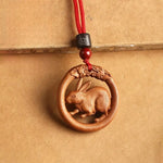 FREE Today: Ward Off Evil Spirits Peach Wood Chinese Zodiac Year Of The Horse Necklace Pendants