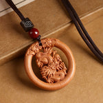 FREE Today: Ward Off Evil Spirits Peach Wood Chinese Zodiac Year Of The Horse Necklace Pendants