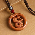 FREE Today: Ward Off Evil Spirits Peach Wood Chinese Zodiac Year Of The Horse Necklace Pendants