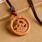 FREE Today: Ward Off Evil Spirits Peach Wood Chinese Zodiac Year Of The Horse Necklace Pendants