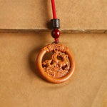 FREE Today: Ward Off Evil Spirits Peach Wood Chinese Zodiac Year Of The Horse Necklace Pendants